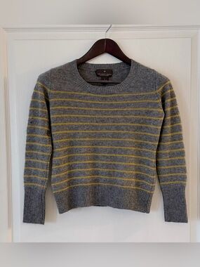 Fenn Wright Manson Gray Cashmere Sweater with Yellow Stripes